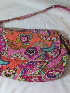 Vera Bradley Pink Orange Floral Quilted Crossbody